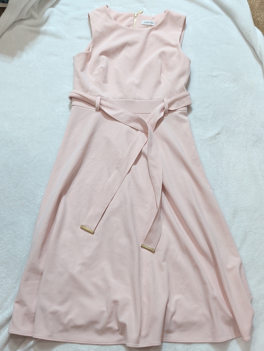 Calvin Klein Blush Pink Belted Dress Size 10